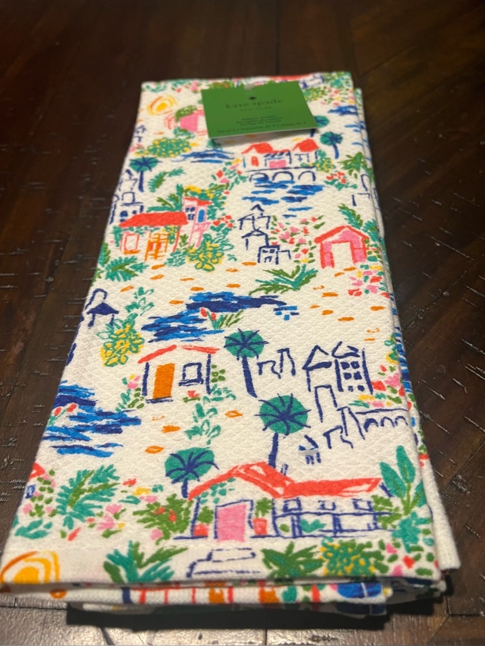 Kate Spade New York Tropical Seaside Cottage Colorful Kitchen towels Set of 2